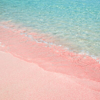 Buy canvas prints of Pink sand beach in Crete, Greece. Summer decor. by Delphimages Art