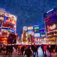 Buy canvas prints of Japan. Shibuya crossing in Tokyo at night by Delphimages Art