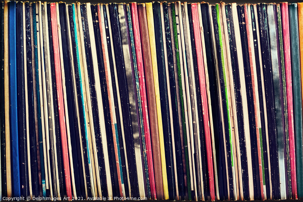 Vintage music Collection of vinyl records albums Picture Board by Delphimages Art