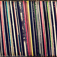 Buy canvas prints of Vintage music Collection of vinyl records albums by Delphimages Art
