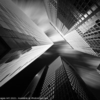 Buy canvas prints of Modern architecture, looking up at glass buildings by Delphimages Art