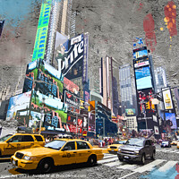 Buy canvas prints of New York. Yellow taxis in Times Square by Delphimages Art