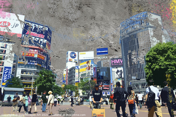 Tokyo, Japan. The famous crossing of Shibuya Picture Board by Delphimages Art