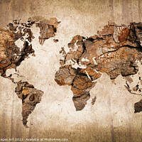 Buy canvas prints of Modern abstract wood world map by Delphimages Art