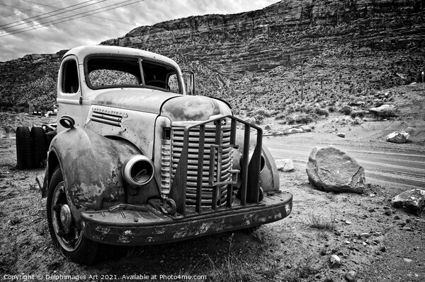 Old abandoned american truck near Moab, Utah Picture Board by Delphimages Art