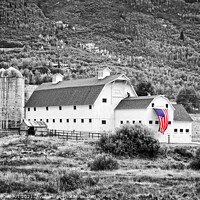 Buy canvas prints of Vintage american barn with a flag, Park City, Utah by Delphimages Art