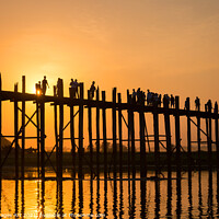 Buy canvas prints of Myanmar. UBein bridge at sunset, Mandalay Burma by Delphimages Art