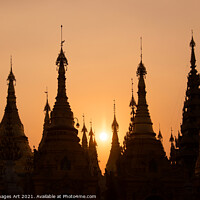 Buy canvas prints of Myanmar. Shwedagon pagoda at sunset, Yangon by Delphimages Art
