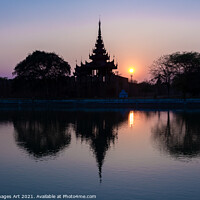 Buy canvas prints of Myanmar. Royal palace in Mandalay at sunset by Delphimages Art