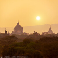 Buy canvas prints of Myanmar landscape. Sunset in Bagan, Burma by Delphimages Art