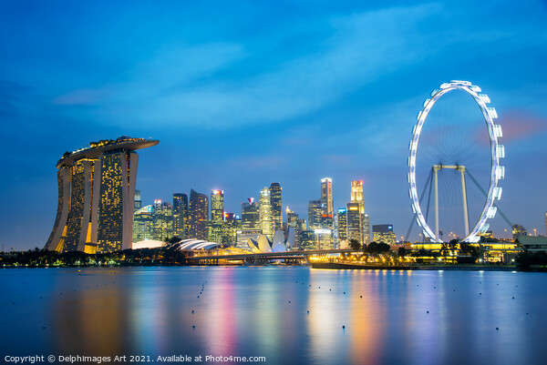 Marina Bay Sands, Singapore city skyline at night Picture Board by Delphimages Art
