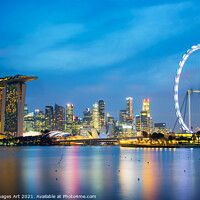 Buy canvas prints of Marina Bay Sands, Singapore city skyline at night by Delphimages Art