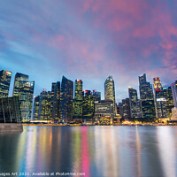 Buy canvas prints of Singapore skyline view from Marina Bay at night by Delphimages Art