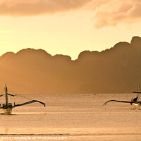 Buy canvas prints of Philippines landscape, island of Palawan at sunset by Delphimages Art