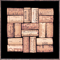 Buy canvas prints of Collection of wine corks in a black frame by Delphimages Art