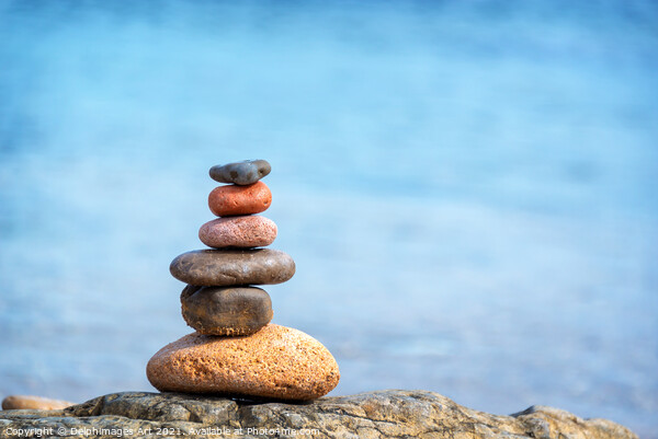 Pile of beach pebbles, zen balanced stones Picture Board by Delphimages Art
