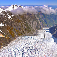 Buy canvas prints of New Zealand. Franz Josef glacier aerial view by Delphimages Art