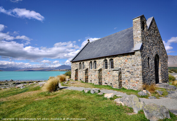 Lake Tekapo New Zealand Church of the Good Sheperd Picture Board by Delphimages Art