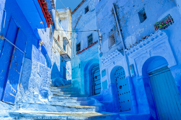 Street in the Blue City, Chefchaouen, Morocco Picture Board by Delphimages Art