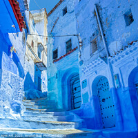 Buy canvas prints of Street in the Blue City, Chefchaouen, Morocco by Delphimages Art