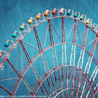 Buy canvas prints of Ferris wheel, vintage carnival by Delphimages Art