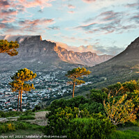 Buy canvas prints of Signal Hill in Cape town at sunset, South Africa by Delphimages Art