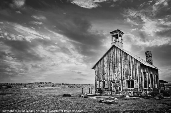Old wooden church near Moab in Utah, USA Picture Board by Delphimages Art