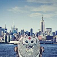 Buy canvas prints of New York. Manhattan skyline and vintage binoculars by Delphimages Art