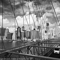 Buy canvas prints of New York Manhattan skyline from Brooklyn bridge by Delphimages Art
