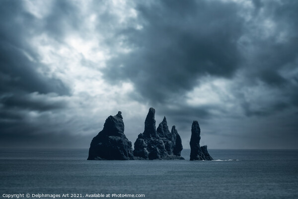 Iceland. Rocks in the ocean near Vik Picture Board by Delphimages Art