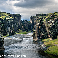 Buy canvas prints of Iceland landscape. Fjadrargljufur canyon panorama by Delphimages Art