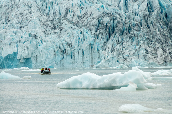 Iceland. Zodiac boat in Fjallsarlon glacier lagoon Picture Board by Delphimages Art