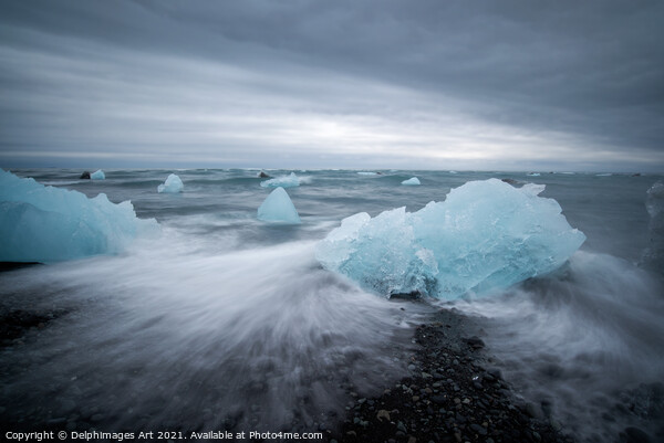 Iceland. Iceberg on Diamond Beach Picture Board by Delphimages Art
