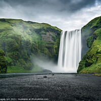 Buy canvas prints of Iceland landscape. Majestic Skogafoss waterfall by Delphimages Art