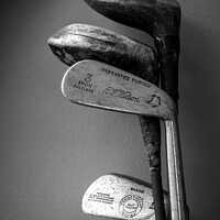 Buy canvas prints of Vintage golf clubs black and white by Delphimages Art