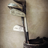 Buy canvas prints of Set of vintage golf clubs by Delphimages Art