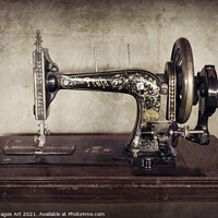 Buy canvas prints of Vintage sewing machine sepia still life by Delphimages Art