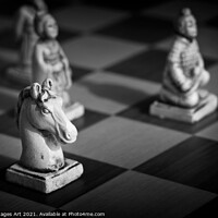 Buy canvas prints of Chess. White knight on a chinese chess game  by Delphimages Art