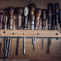 Buy canvas prints of Old rustic tools, vintage workshop by Delphimages Art