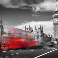 Buy canvas prints of London. Red bus on Westminster bridge by Delphimages Art