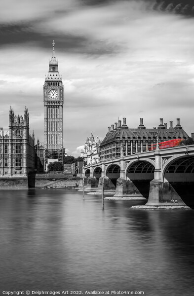 London. Big Ben and Westminster bridge Picture Board by Delphimages Art