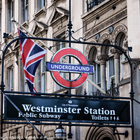 Buy canvas prints of London Westminster station underground sign by Delphimages Art