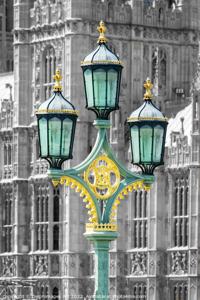 London Lamppost on Westminster bridge Picture Board by Delphimages Art