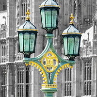 Buy canvas prints of London Lamppost on Westminster bridge by Delphimages Art