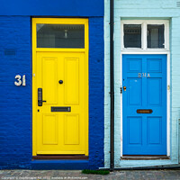 Buy canvas prints of Blue and yellow doors Notting Hill, London  by Delphimages Art