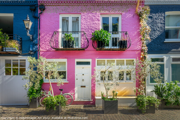 Notting Hill, London. Pink house Picture Board by Delphimages Art