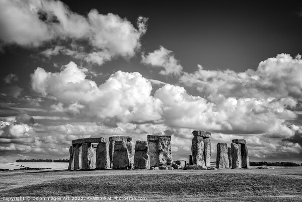 Stonehenge Black and white Picture Board by Delphimages Art