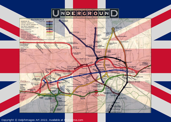 London Underground map Picture Board by Delphimages Art