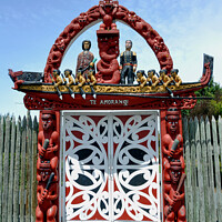 Buy canvas prints of New Zealand Maori door gate by Delphimages Art