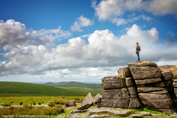 Dartmoor. Standing on South Hessary Tor Picture Board by Delphimages Art
